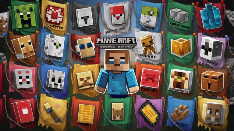 minecraft: bedrock edition (2011) game icons banners